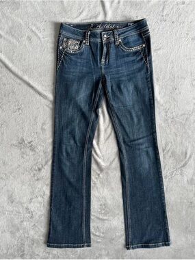 LA Idol USA Y2K Rhinestone Embellished Bootcut Jeans W30 L34 Size 7